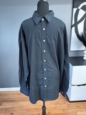 Beverly Hills Polo Club Black Dress Shirt Mens 2XLB Button Front Formal Slim